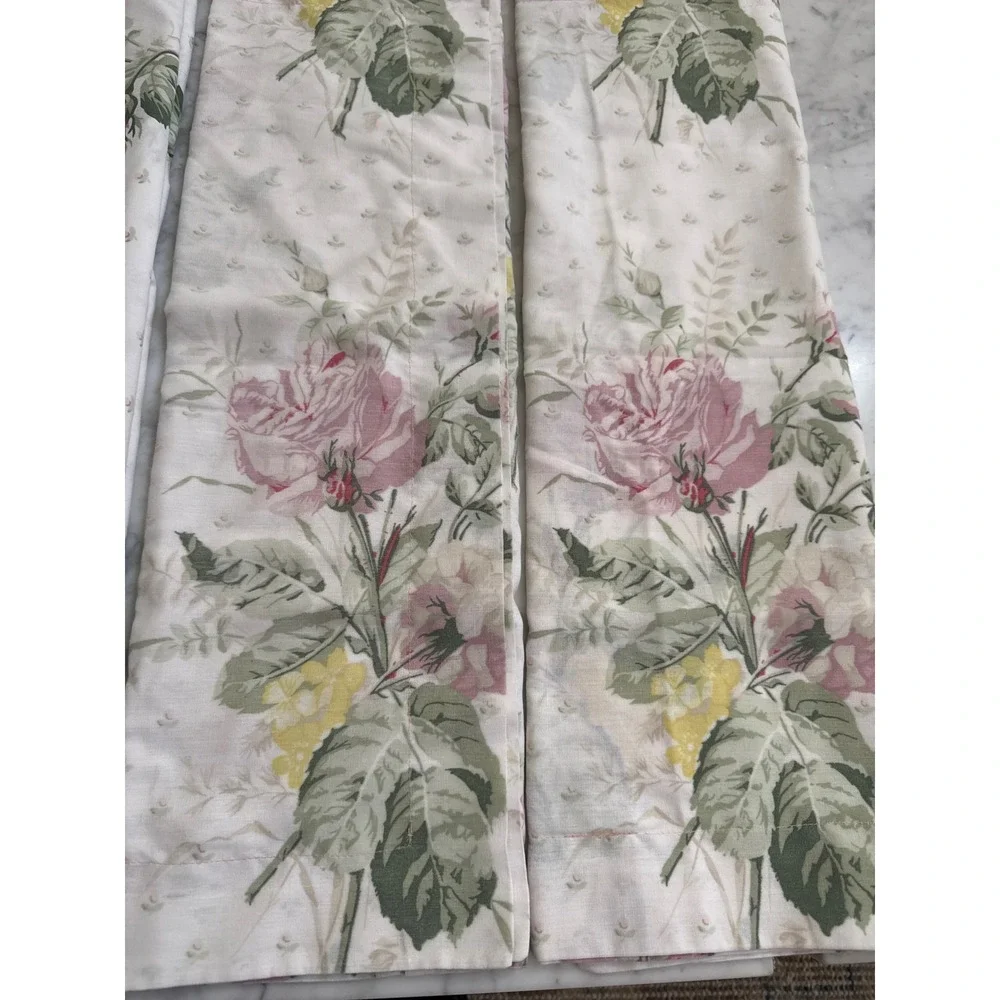 Springmaid Vintage Floral Queen Flat Sheet 2 Pillowcases Pink Rose Cottagecore